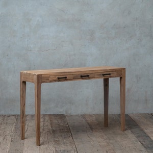 Minimalist Design Console Table With Drawers, Hallway Console Table With Storage, Reclaimed Teak Wood Entryway Console Table, Rustic Console