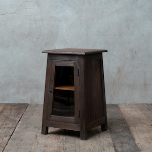 Tapered Design 1 Door Bed Table, Reclaimed Teak Wood Nightstand, Kitchen Cabinet, Rustic Bedside Table, Bedroom Furniture, Bathroom Cabinet