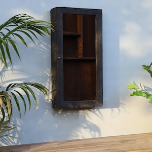 Vintage Black Wall Cabinet, Kitchen Cabinets, Wall Decor Cabinet, Wall Decor, Bathroom Wall Cabinet, Reclaimed Teak Wood,Rustic Cabinet