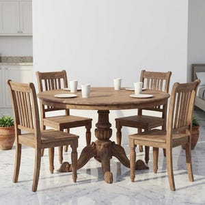Reclaimed Teak Wood Round Dining Table: Rustic Oval Kitchen Furniture, Farmhouse Table for Dining Room