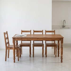 Reclaimed Teak Wood Dining and Kitchen Table with 4–8 Seats and Traditional Turned Legs