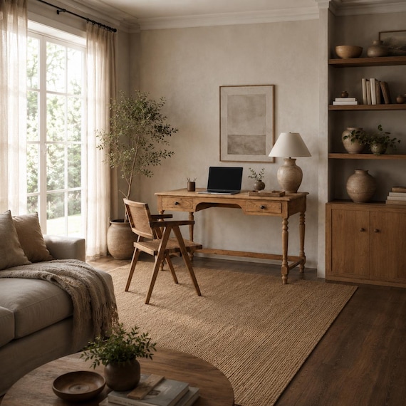 Reclaimed Teak Wood Writing Desk: Mid-century Style Vintage Office