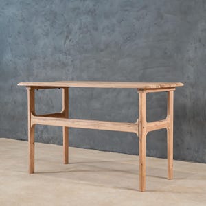 Minimalist Wooden Computer Desk, Solid Top Office Desk,  Reclaimed Wood Writing Table, Writing Desk For Home Office, Slim Standing Desk