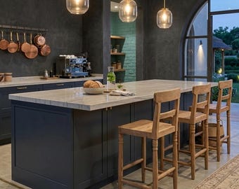 Handmade Reclaimed Teak Wood Stool, Rustic Farmhouse Counter & Kitchen Bar Chair