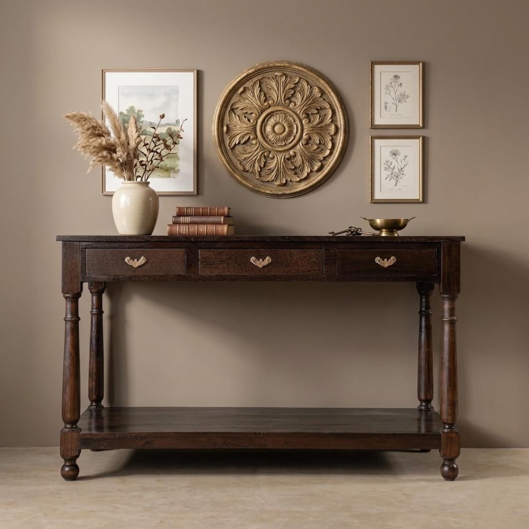 Reclaimed Teak Wood Console Table | Rustic Sideboard / Kitchen Island ...