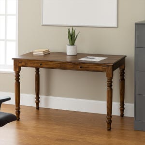 The Anchor Desk, Home office Desk With 2 Drawer, Modern Design Study Table, Slim Writing Desk, Office Furniture, Antique Teak Wood Desk