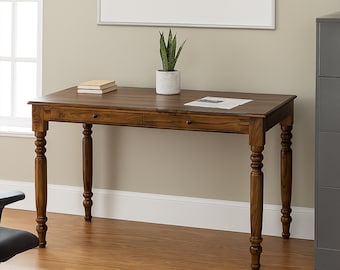 Reclaimed Teak Wood Desk, Slim Modern Writing Desk, Minimal Home Office Furniture