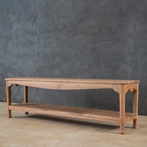 Reclaimed Teakwood Bench With Shelve, Round Tapered Legs Hallway Bench, Entryway Storage Bench, Dining Bench, Seating for Entryway
