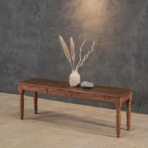 Reclaimed Teak Wood Bench, Rustic Farmhouse Entryway Hallway Seating
