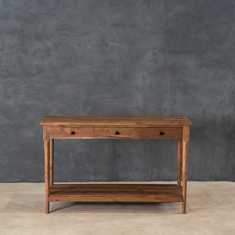 Reclaimed Teak Wood Console Table | Rustic Entryway Table With Drawers ...