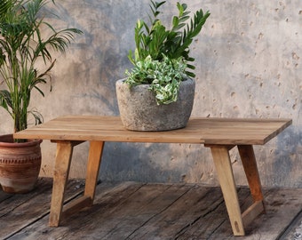 Koffietafel van teruggewonnen teakhout | Woonkamer salontafel | Rustiek Teakhout | Modern ontwerp | Natuurlijke afwerking | Handgemaakte meubels