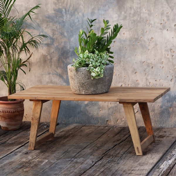 Reclaimed Teak Wood Coffee Table | Living Room Coffee Table | Rustic Teak Wood | Modern Design | Natural Finish | Handmade Furniture