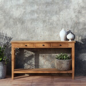 Recycled Teak Wood Console Table With Drawers and Shelve, Hallway Table, Modern Design, Entryway Table, Handmade Furniture, Natural Finish