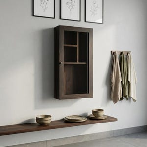 Reclaimed Teak Wall Cabinet – Vintage Rustic Bathroom Kitchen Storage, Handmade Solid Wood Wall Unit