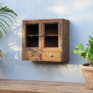 Antique Wall Cabinet, Reclaimed Wood Kitchen Cabinet, Rustic Wall Display Cabinet, Bathroom Storage Cabinet, Bathroom Wall Cabinet, 2 Door