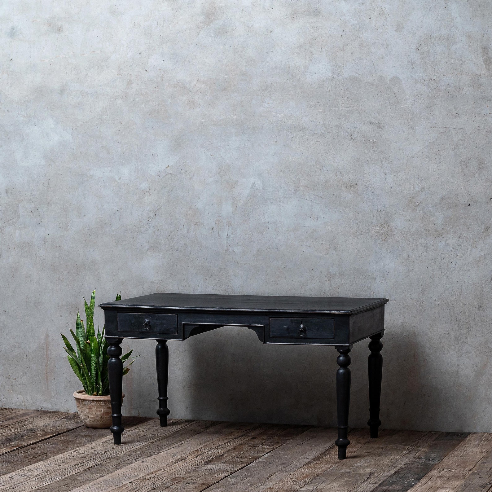 Black stylish writing, computer desk made from teak wood