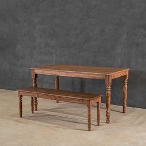 Traditional Design Dining Table and Bench Set, Reclaimed Wood Dining Bench Set, Kitchen & Dining Room Furniture, Restaurant Dining Furniture