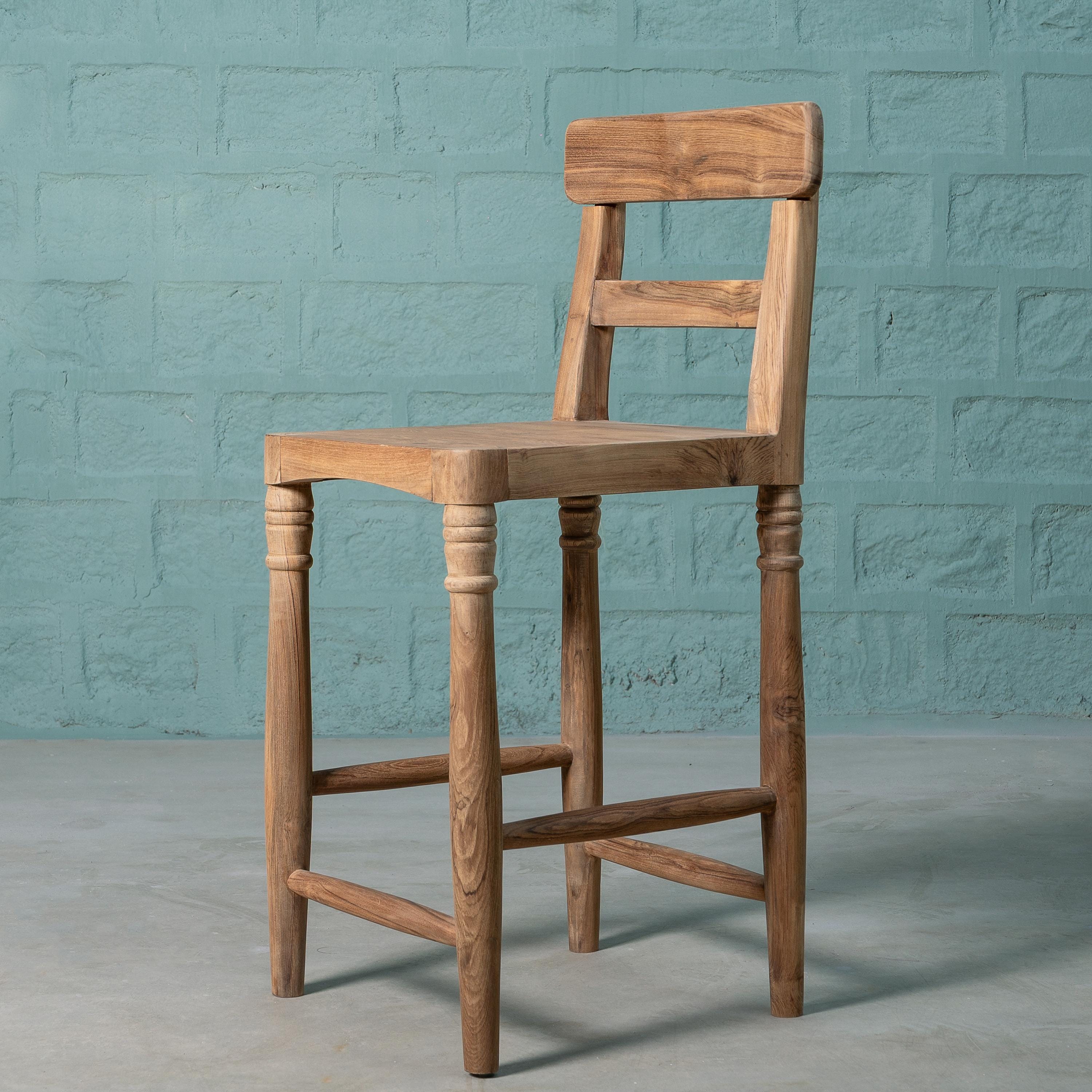 Handmade Reclaimed Teak Wood Stool, Rustic Farmhouse Counter & Kitchen ...