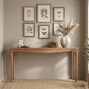 Reclaimed Teak Wood Console Table - Rustic Entryway Hall Table