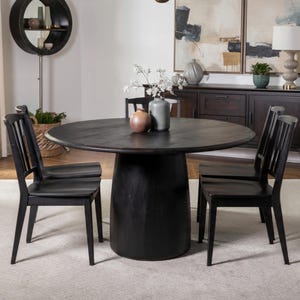 Lumaro Solid Reclaimed Teakwood Round Dining Table – Modern Minimalist Kitchen Furniture