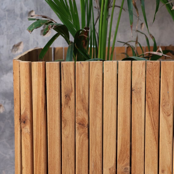 Handmade Reclaimed Teak Wood Planter – Rustic Wooden Planter Box