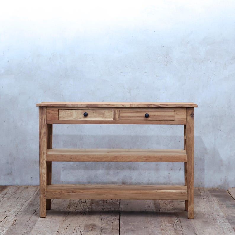 Reclaimed Teak Console Table With Drawers and Shelves – Rustic Entryway ...
