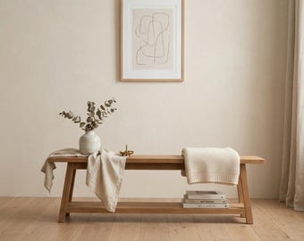 Reclaimed Teak Wood Entryway Bench with Storage Shelf: Rustic Hallway Shoe Rack, Living Room