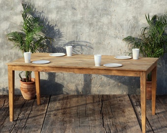 Rustic Wooden Dining Table | Kitchen Dining Table| Unique Dining Table | Modern Design | Made from 100% Recycled Teak Wood | Natural Finish