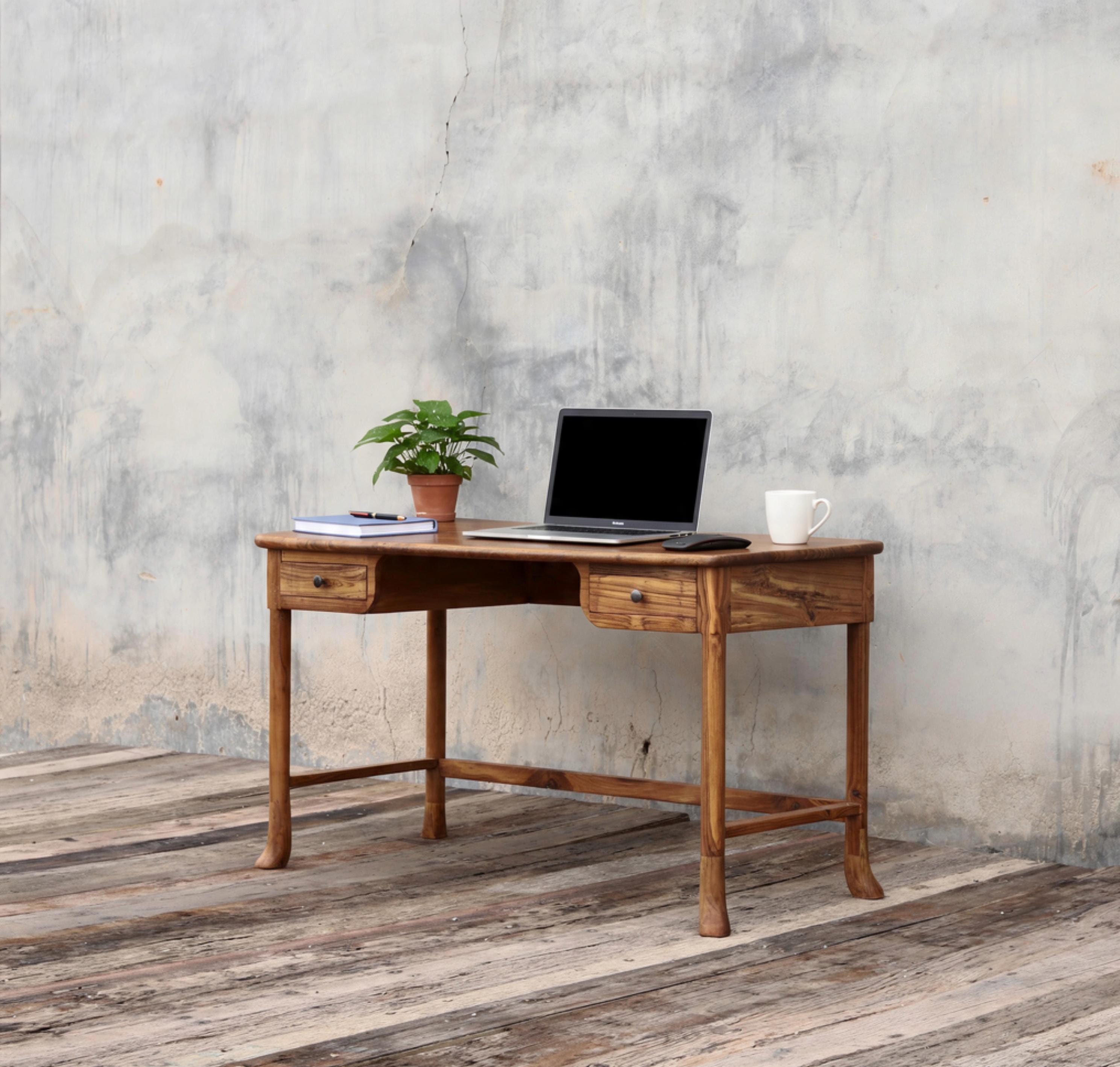 Rustic Office Table Reclaimed Teak Wood Desk: Rustic Home Office Table With Drawers - Etsy