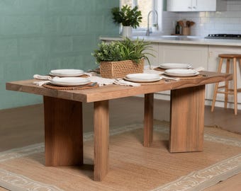 Reclaimed Walnut Wood Coffee Table: Chunky Modern Rustic Dining Table