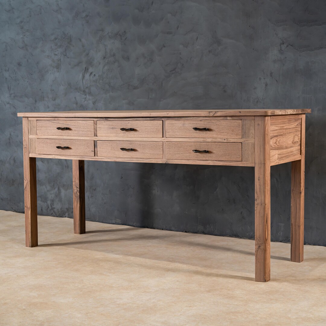 Reclaimed Teakwood Console Table With Drawers, Kitchen Counter Table ...