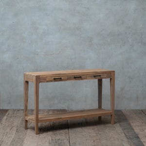 Minimalist Reclaimed Teak Wood Console Table With Drawers and Shelve, Hallway Table,  Entryway Console Table, Console Table With storage