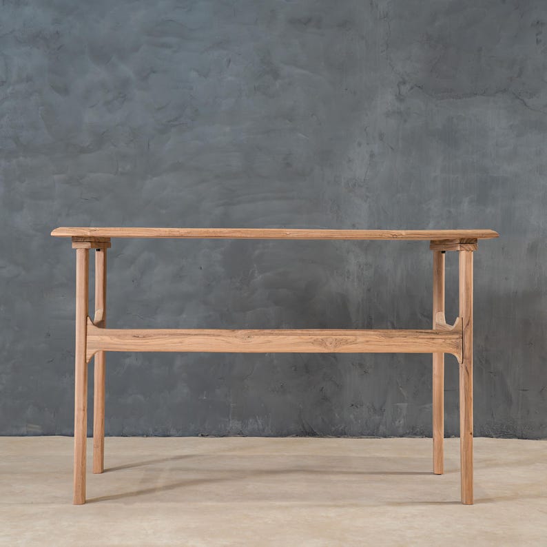 Reclaimed Teak Wood Desk – Modern Minimalist Writing Table, Rustic Home ...