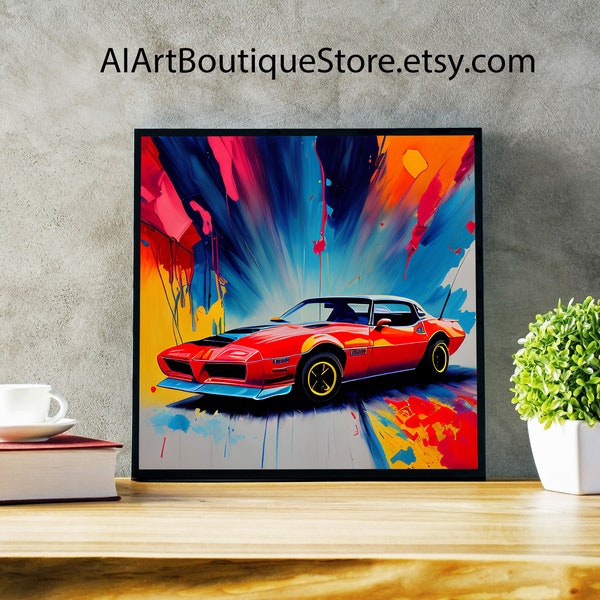 Digital Oil Style Pontiac Firebird Trans Am Artwork Digital Download Hight Quality