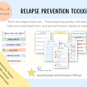 Plan de prevención de recaídas y hojas de trabajo / Planificador, diario y cuaderno de ejercicios para la recuperación de adicciones y la sobriedad / Consejero de abuso de sustancias