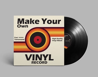 Disco in vinile personalizzato, mixtape LP da 45 minuti da 12" con copertina completamente stampata, playlist su vinile.