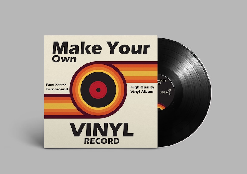 Vinyl record custom, 45 minutes 12 LP mixtape with full printed record cover, Playlist on vinyl. image 1