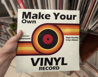 Vinyl record custom, 45 minutes 12" LP mixtape with full printed record cover, Playlist on vinyl.