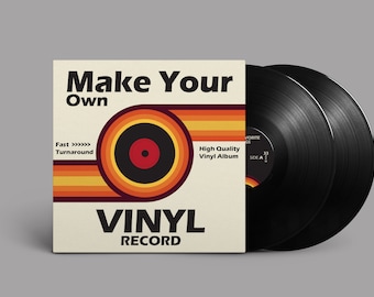 Vinyl Schallplatte individuell, 90 Minuten Doppel 12" LP Mixtape mit komplett bedrucktem Plattencover, Playlist auf Vinyl.