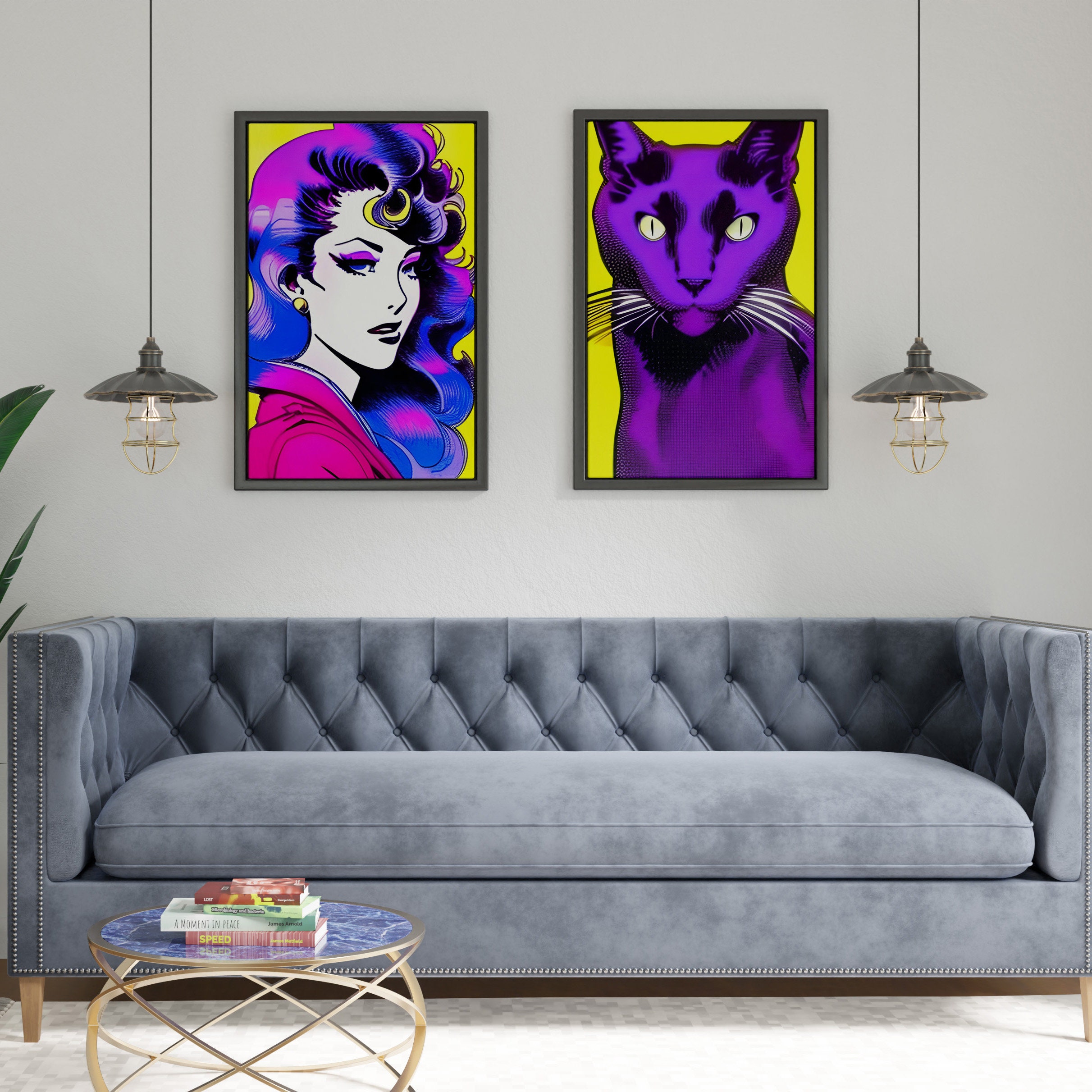 Print Out Posters Black Cat and Woman Digital Print Boho Etsy