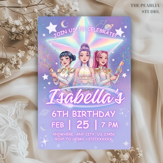 K Pop Hunter Birthday Invitation Editable Template Kpop Anime Theme Digital Download Kpop Birthday invite for Kids