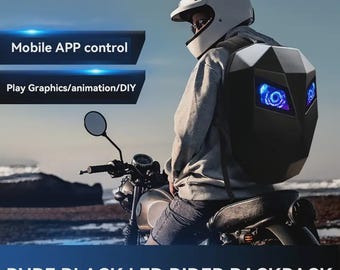 Mochila para Motocicleta com Display LED: Bolsa Impermeável para Laptop com Controle por Aplicativo - Mochila Knight