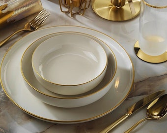 Gold Decorated Dinnerware Set , High Quality Porcelain Dinnerware Set  , Dinner Set , Chafing Dish  , Multi-usage Set , Dishes Set