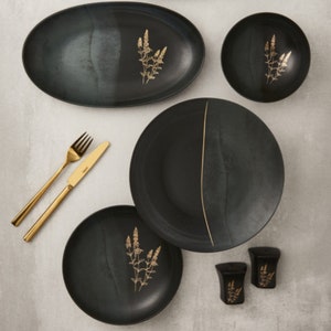 Black Matte Porcelain Dinnerware Set , Dinner Set , Chafing Dish , Gift Set , Multi-usage Set , Dishes Set
