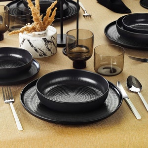 Black Dinnerware Set , High Quality Porcelain Dinnerware Set  , Dinner Set , Chafing Dish  , Multi-usage Set , Dishes Set