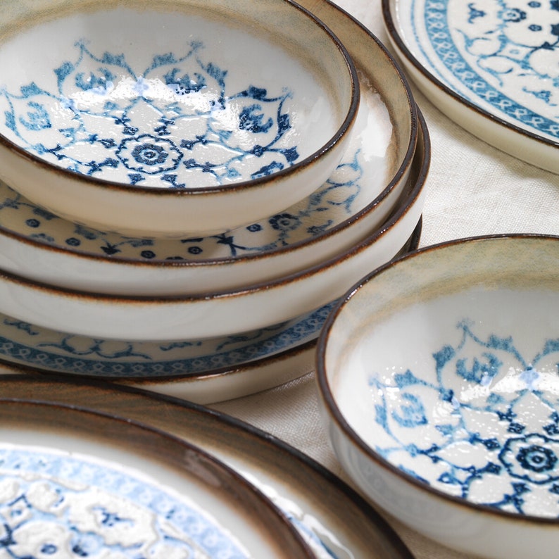 Blue High Quality Porcelain Dinnerware Set Dinnerware Set Etsy