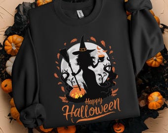 Hexe Halloween Sweatshirt | Cauldron Hallows Eve Pullover | Hexenbesen Gruseliges Jahr Pullover | Hexenhut Top | Vollmond Shirt | Zauber
