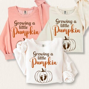 Comfort Colors Maternity Clothes | Growing a Little Pumpkin Thanksgiving Sweater | Soon to Be Mom Halloween Sweatshirt | Baby Birth Announce