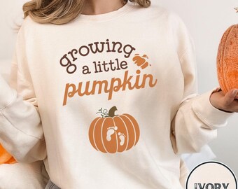 Comfort Colors Pregnancy Sweatshirt | Growing a Little Pumpkin | Thanksgiving Sweater | Maternity Clothes | Soon to be Mom | New Mom Gift