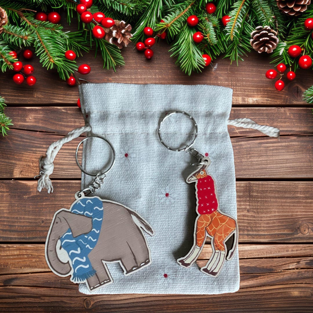 Elephant and Giraffe Keyring Set: Sustainably Sourced and Certified ...